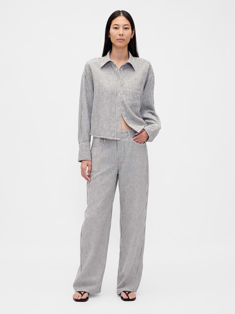 Gap Linen-Cotton Wide-Leg Pants